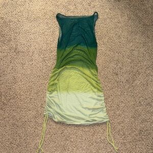 SHEIN Green Ombre Sleeveless Mesh Swim Coverup